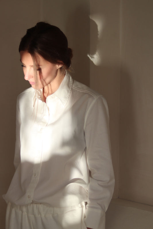 Organic cotton long sleeve shirt in White